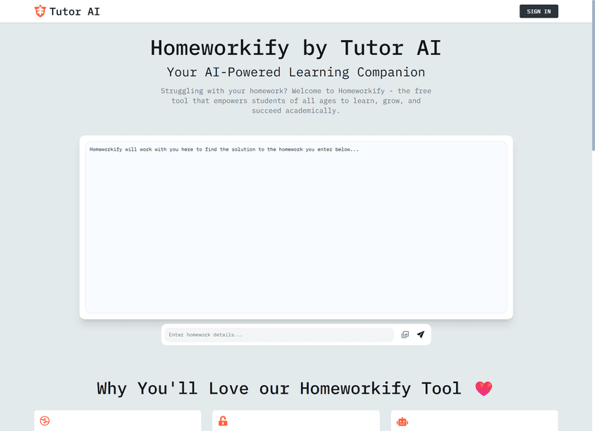 Homeworkify by Tutor AI screenshot